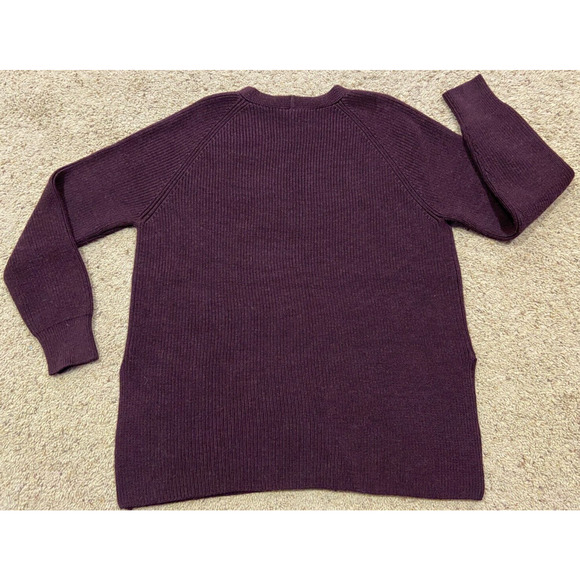 ATHLETA size S SWITCHBACK Pullover OVERSIZED SWEATER Purple Merino Wool Y22 - Picture 4 of 5